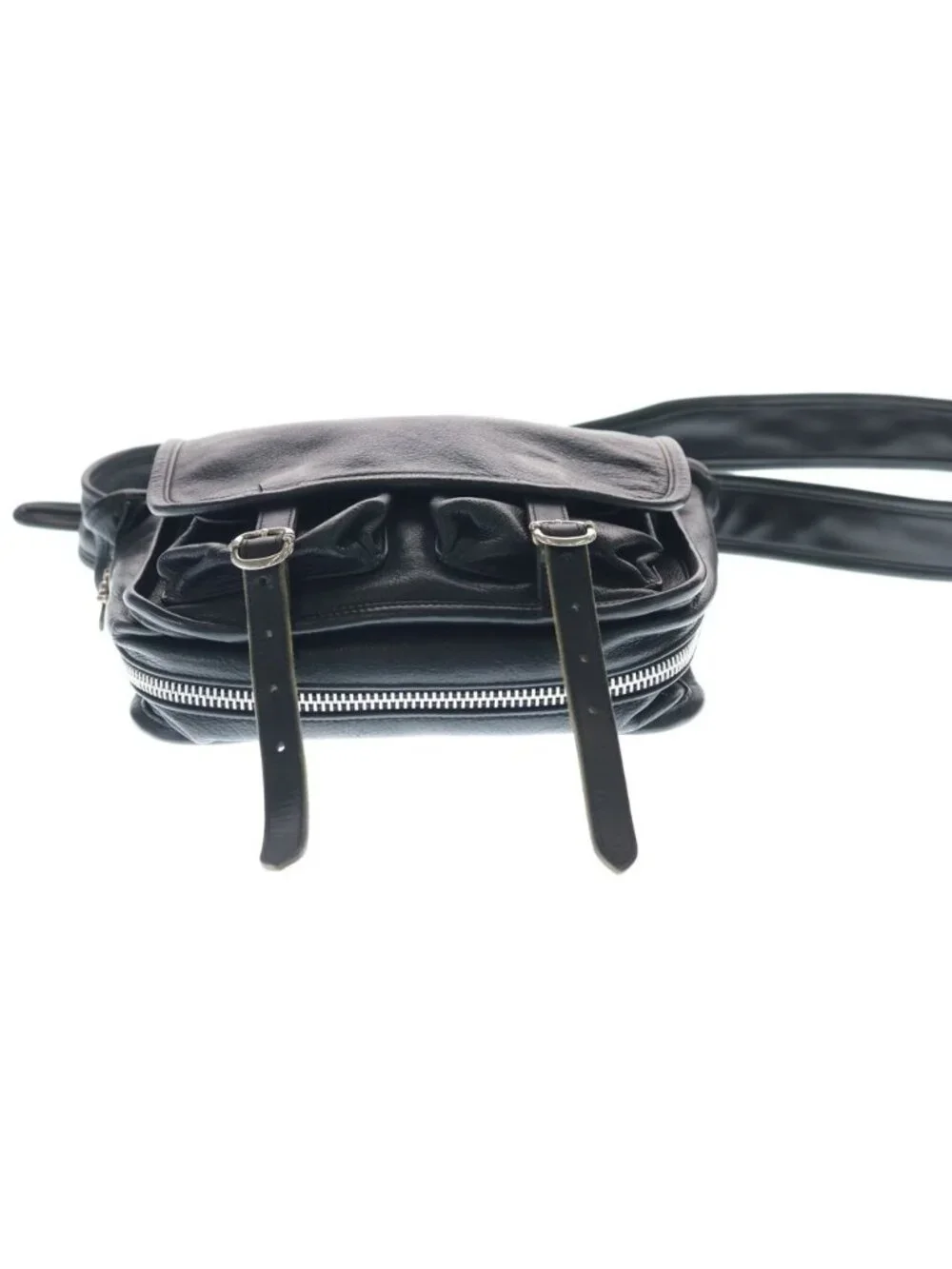 Chrome Hearts Shoulder Bag Tiny Gunslinger Strap Leather Black